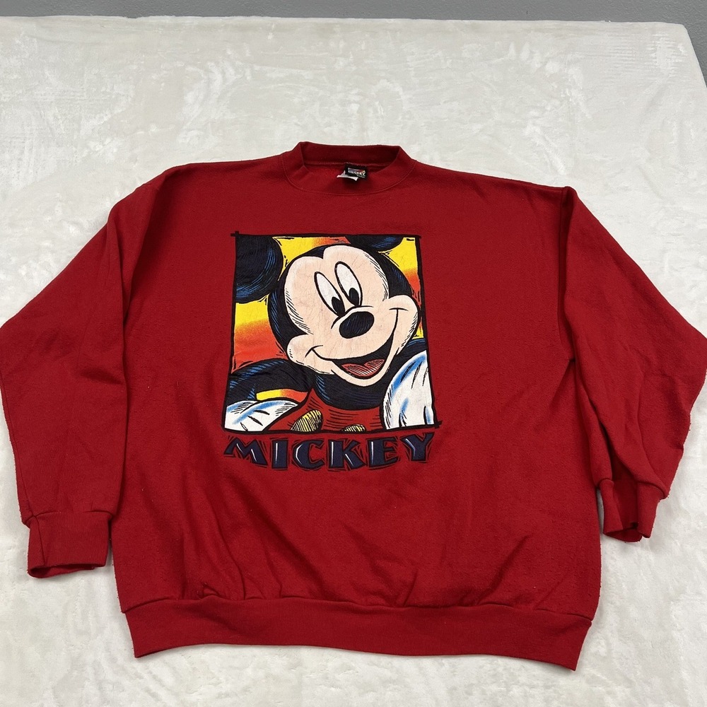 Mickey Unlimited Sweatshirt Adult XL Red Vintage Disney Graphic Brazos USA